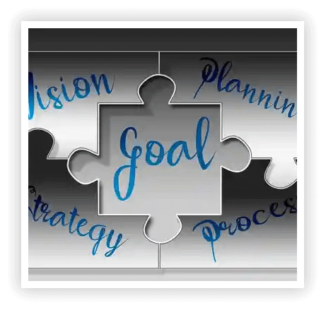 A puzzle piece with the word goal written on it